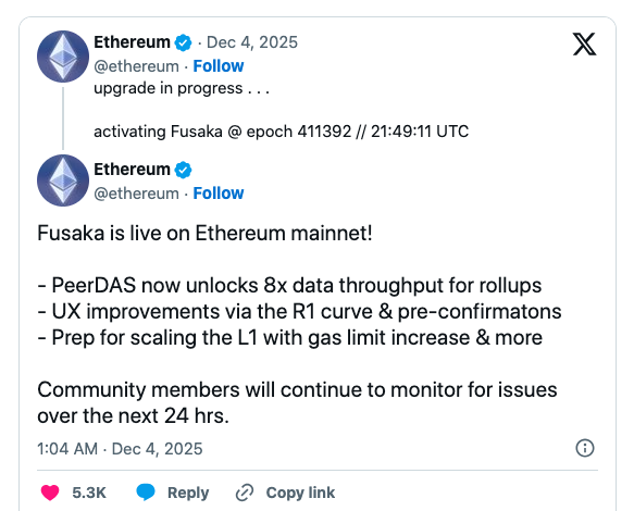 Eth Update