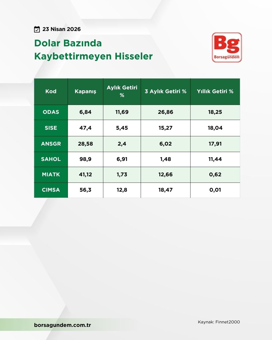 Dolar Kaybettirmeyen Hisse (3)